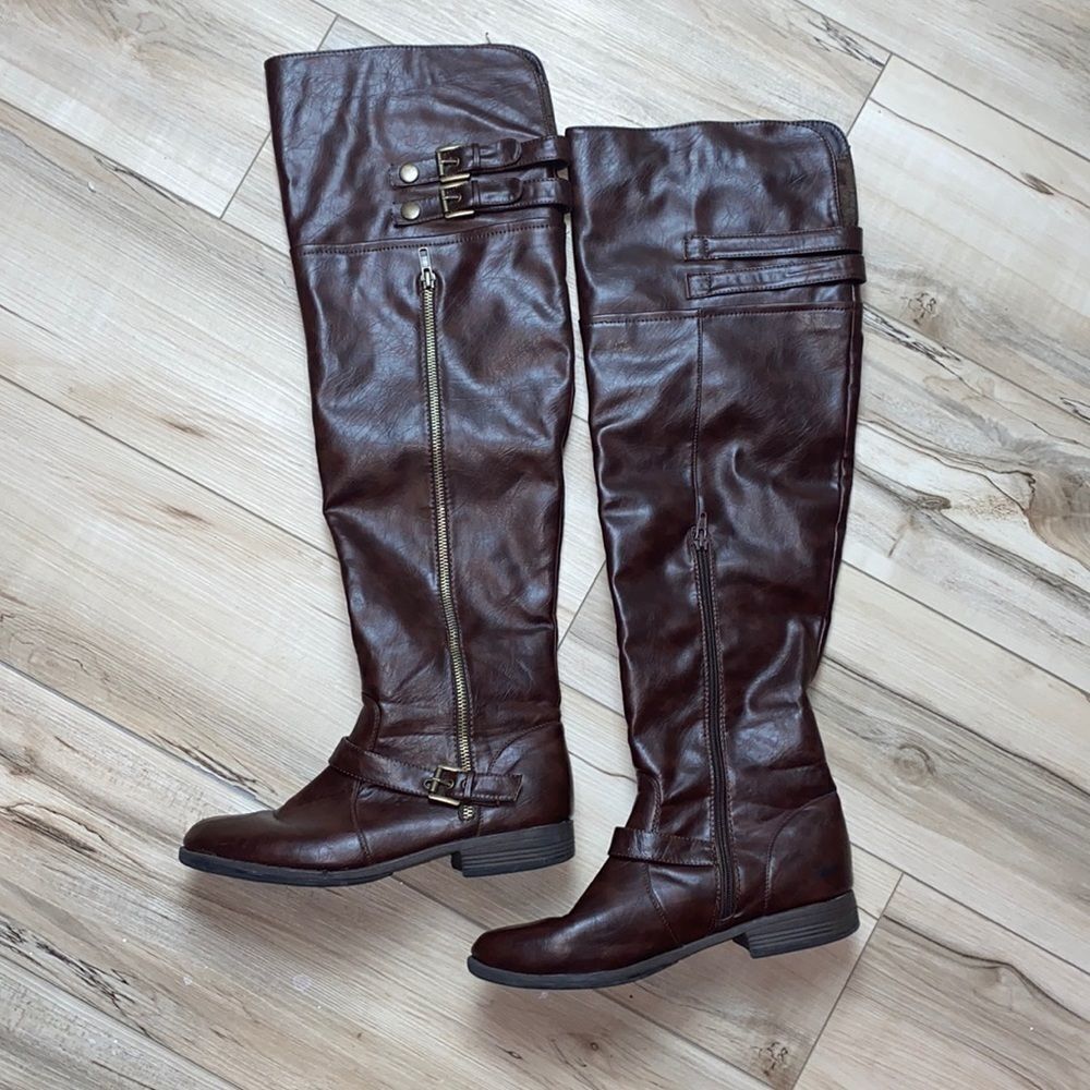 Bamboo Montage Brown Long Boots 10 - Picture 1 of 5